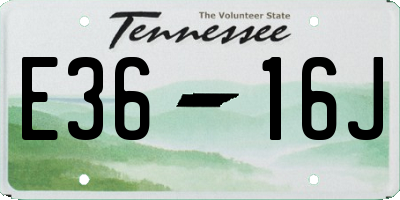 TN license plate E3616J