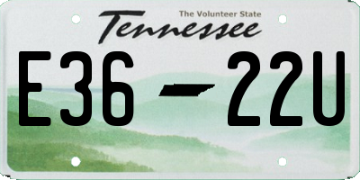 TN license plate E3622U
