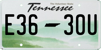 TN license plate E3630U
