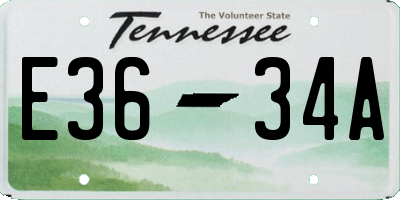 TN license plate E3634A