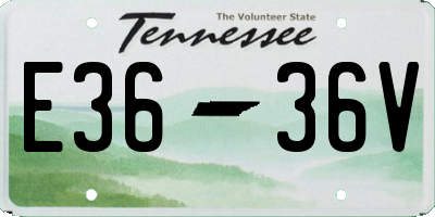 TN license plate E3636V