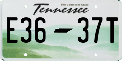TN license plate E3637T