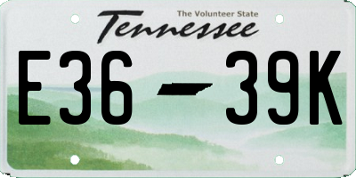 TN license plate E3639K