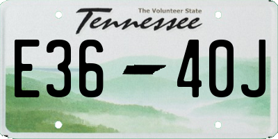 TN license plate E3640J