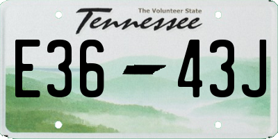 TN license plate E3643J
