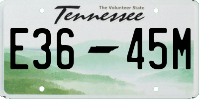 TN license plate E3645M