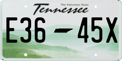 TN license plate E3645X