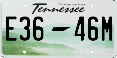 TN license plate E3646M