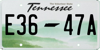 TN license plate E3647A