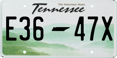 TN license plate E3647X