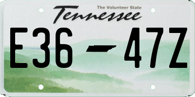 TN license plate E3647Z