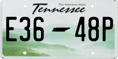 TN license plate E3648P