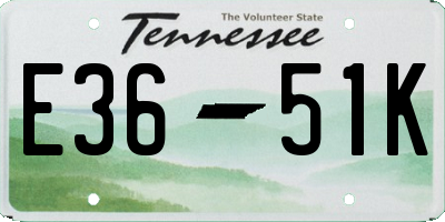 TN license plate E3651K