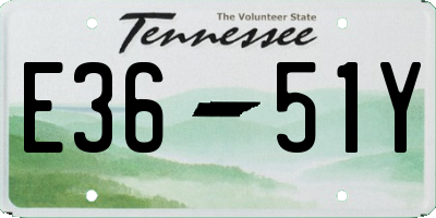 TN license plate E3651Y