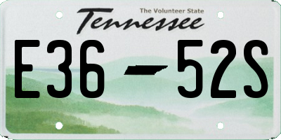 TN license plate E3652S
