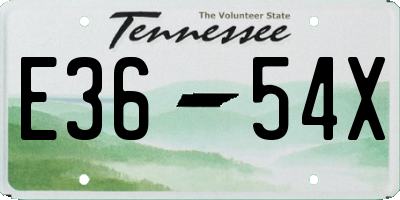 TN license plate E3654X