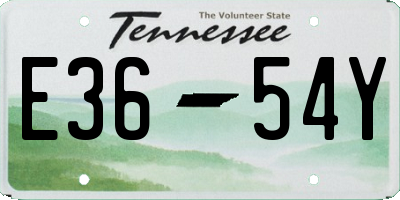 TN license plate E3654Y