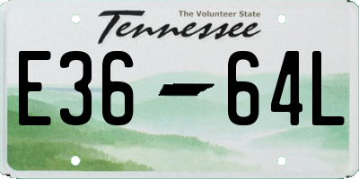 TN license plate E3664L