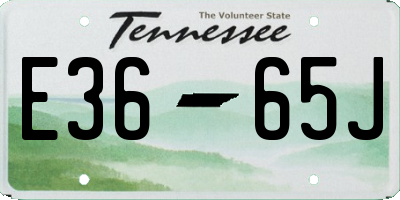 TN license plate E3665J