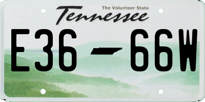 TN license plate E3666W