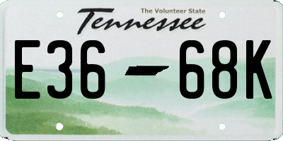 TN license plate E3668K