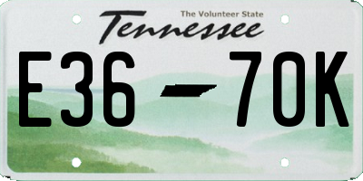 TN license plate E3670K
