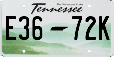 TN license plate E3672K