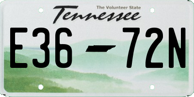 TN license plate E3672N