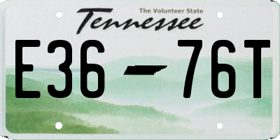 TN license plate E3676T
