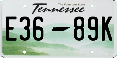TN license plate E3689K
