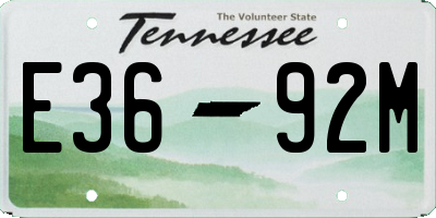 TN license plate E3692M