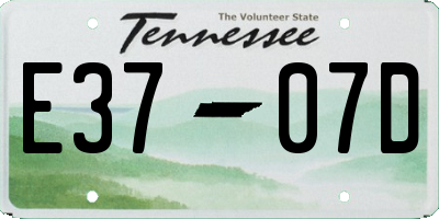TN license plate E3707D