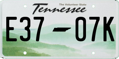 TN license plate E3707K