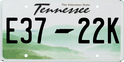 TN license plate E3722K