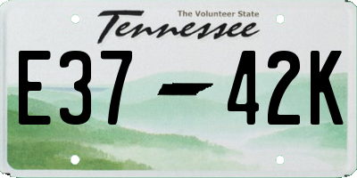 TN license plate E3742K