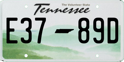 TN license plate E3789D