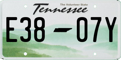 TN license plate E3807Y