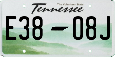 TN license plate E3808J