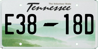 TN license plate E3818D
