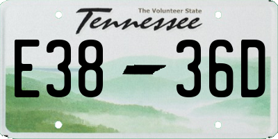 TN license plate E3836D