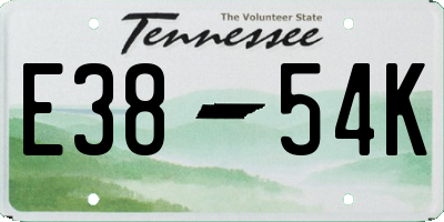 TN license plate E3854K