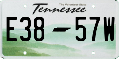TN license plate E3857W
