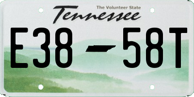 TN license plate E3858T