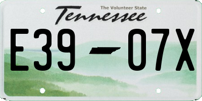 TN license plate E3907X