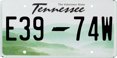 TN license plate E3974W