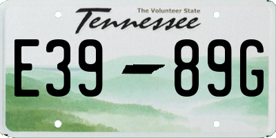 TN license plate E3989G