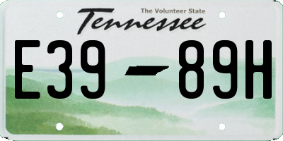 TN license plate E3989H