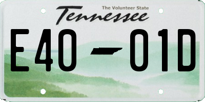 TN license plate E4001D