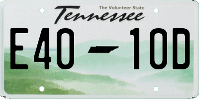 TN license plate E4010D