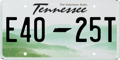 TN license plate E4025T